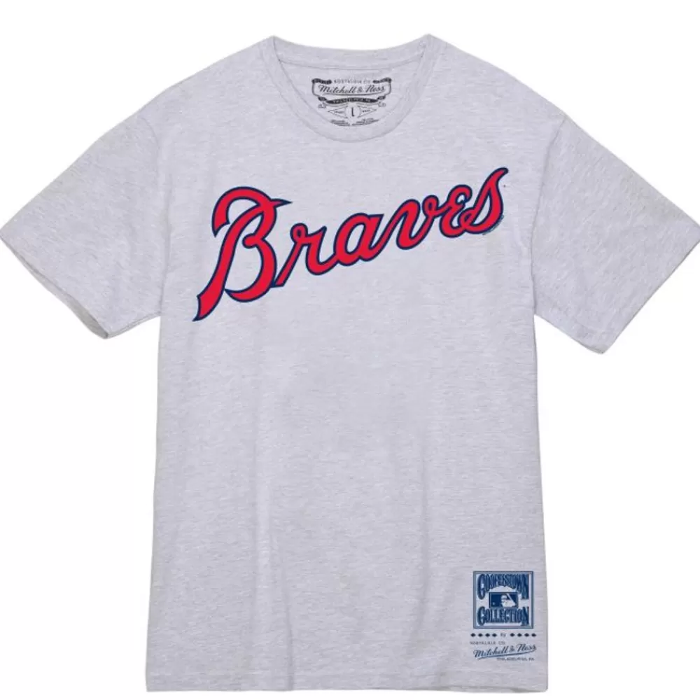 Apparel Mitchell & Ness T-Shirts & Tops-Wordmark 1 Tee Atlanta Braves