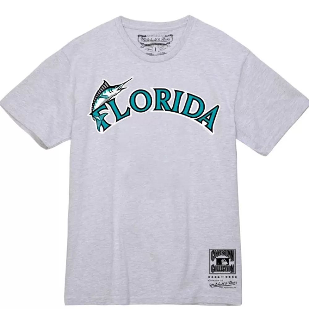 Apparel Mitchell & Ness T-Shirts & Tops-Wordmark 1 Tee Florida Marlins