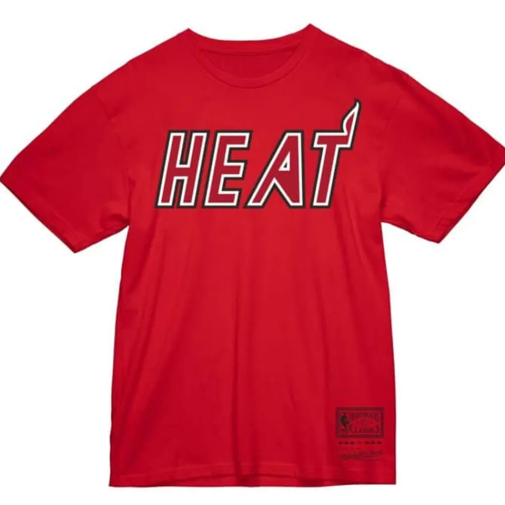 Apparel Mitchell & Ness T-Shirts & Tops-Wordmark 1 Tee Miami Heat