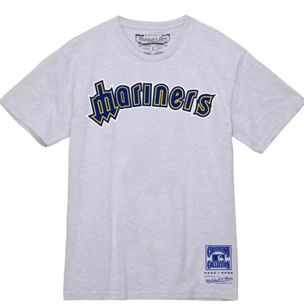 Apparel Mitchell & Ness T-Shirts & Tops-Wordmark 1 Tee Seattle Mariners