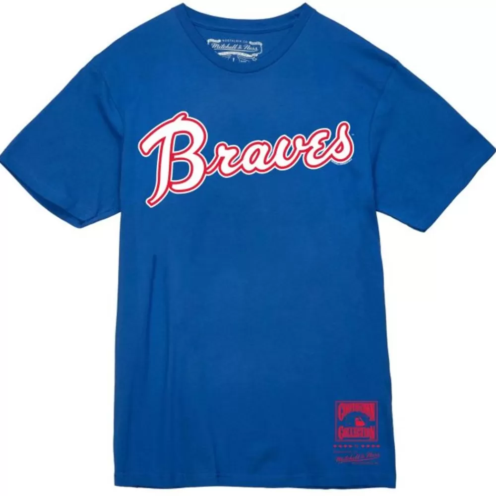 Apparel Mitchell & Ness T-Shirts & Tops-Wordmark 2 Tee Atlanta Braves