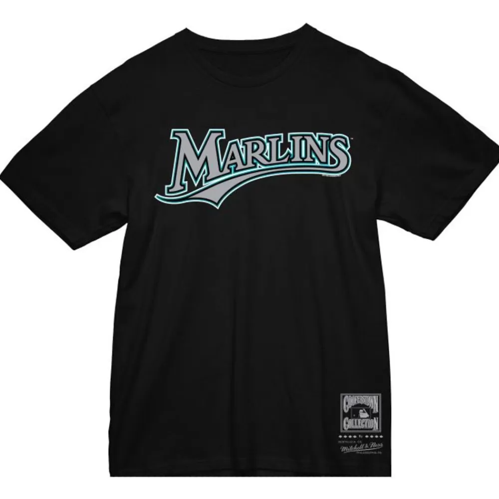 Apparel Mitchell & Ness T-Shirts & Tops-Wordmark 2 Tee Florida Marlins